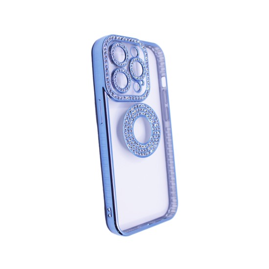 Soft Silicone Case with Diamond Design for Apple iPhone 14 Pro Blue